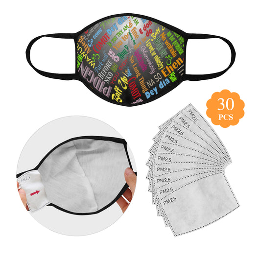 flyersetcinc Pidgin Print Cotton Fabric Face Mask with filter slot (30 Filters Included) - Non-medical use