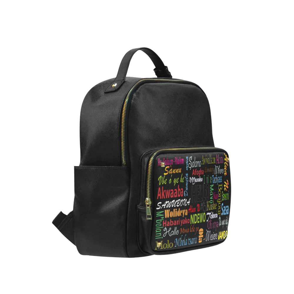 flyersetcinc Hello Print Leather Backpack