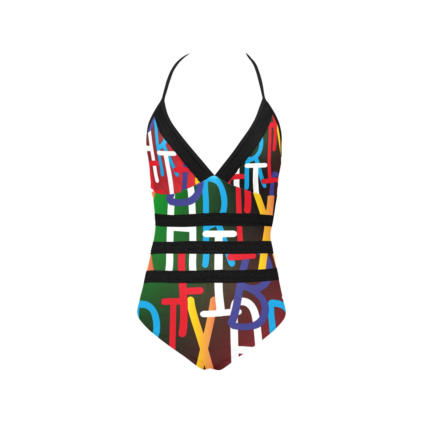 flyersetcinc Collage Lace Band Embossed Swimsuit