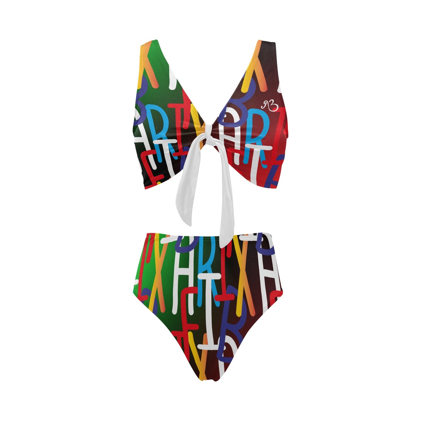 flyersetcinc Collage Bowtie High Waist Bikini Swimsuit