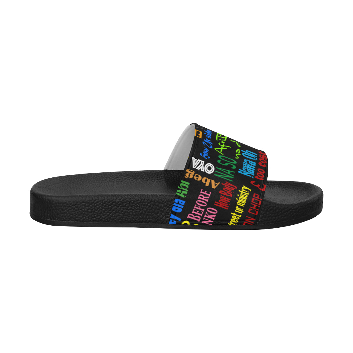 flyersetcinc Pidgin Print Unisex Slides