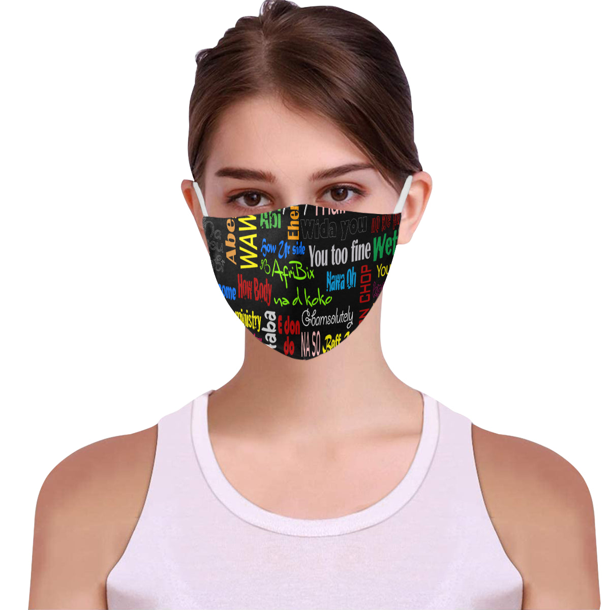 flyersetcinc Pidgin Print Cotton Fabric Face Mask with Filter Slot & Adjustable Strap - Non-medical use (Pack of 5)