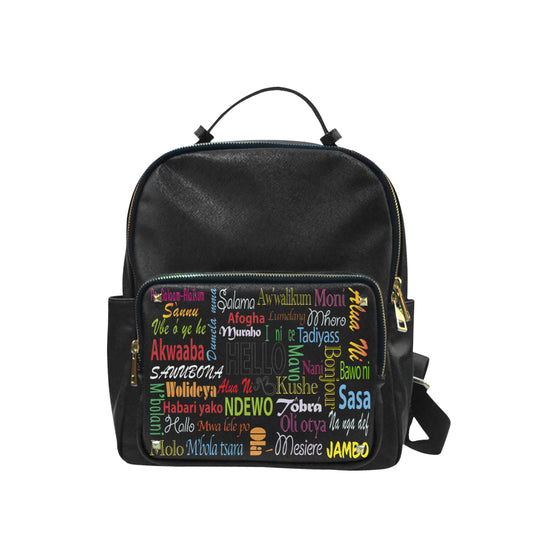 flyersetcinc Hello Print Leather Backpack