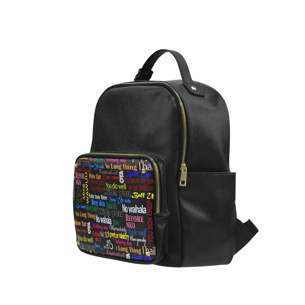 flyersetcinc Pidgin Print Leather Backpack