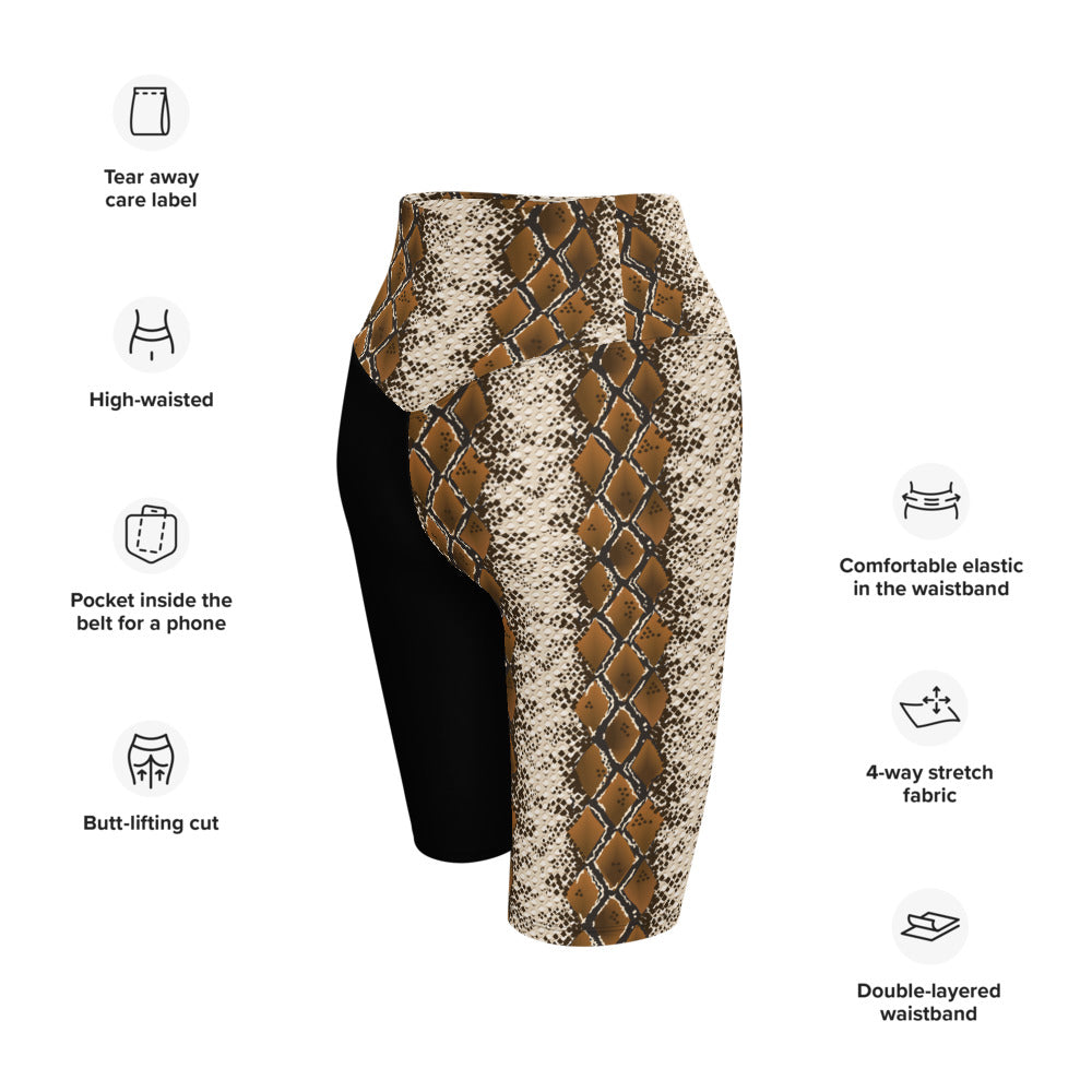 Snake Skin Compression Biker Shorts