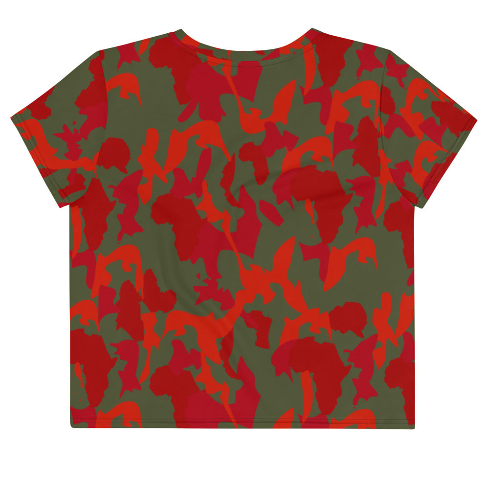 Camouflage Crop Top Tee -flyersetcinc Olive Red Camo