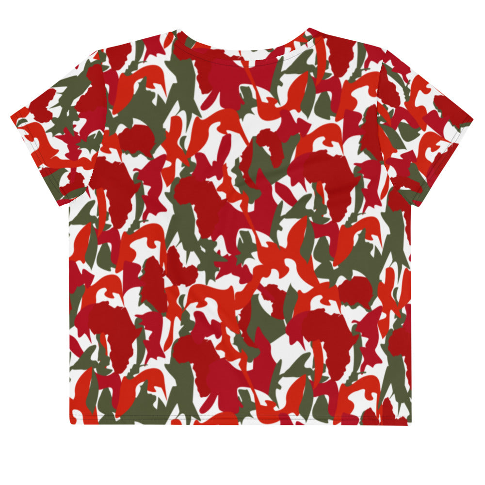 Camouflage Crop Top Tee - flyersetcinc White Red Camo