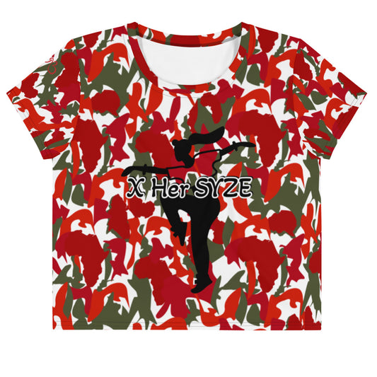Camouflage Crop Top Tee - flyersetcinc White Red Camo