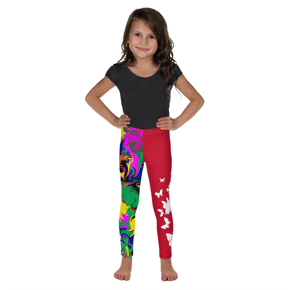 flyersetcinc Marble Camo Print Kid's Leggings - Red