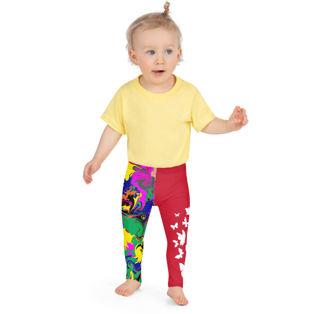 flyersetcinc Marble Camo Print Kid's Leggings - Red