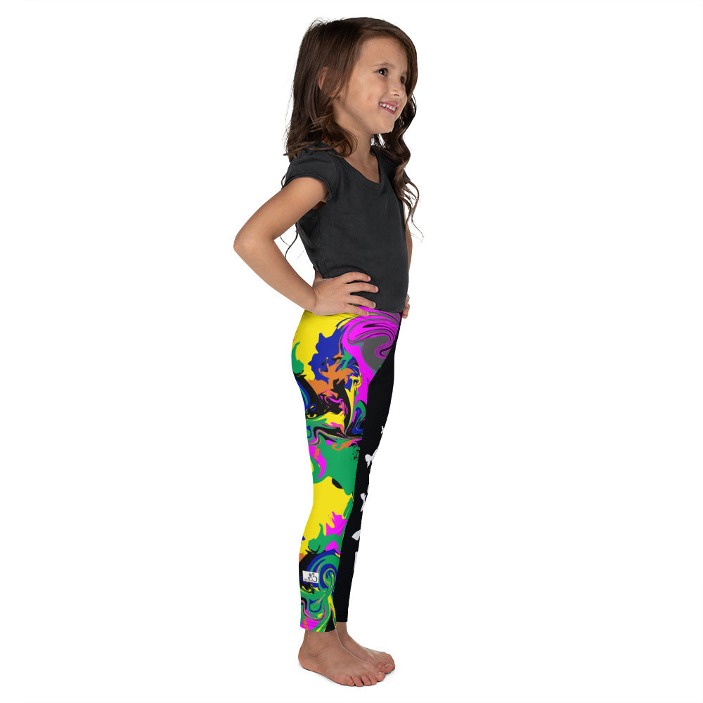 flyersetcinc Marble Camo Print Kid's Leggings - Black