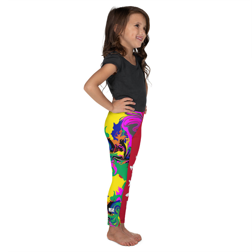 flyersetcinc Marble Camo Print Kid's Leggings - Red