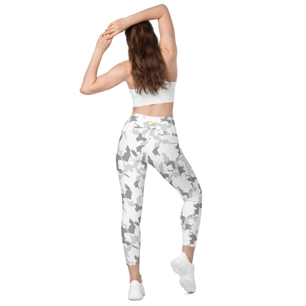 Camouflage Leggings with pockets - flyersetcinc White Camo