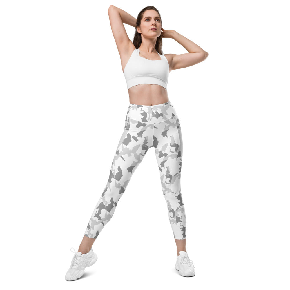 Camouflage Leggings with pockets - flyersetcinc White Camo