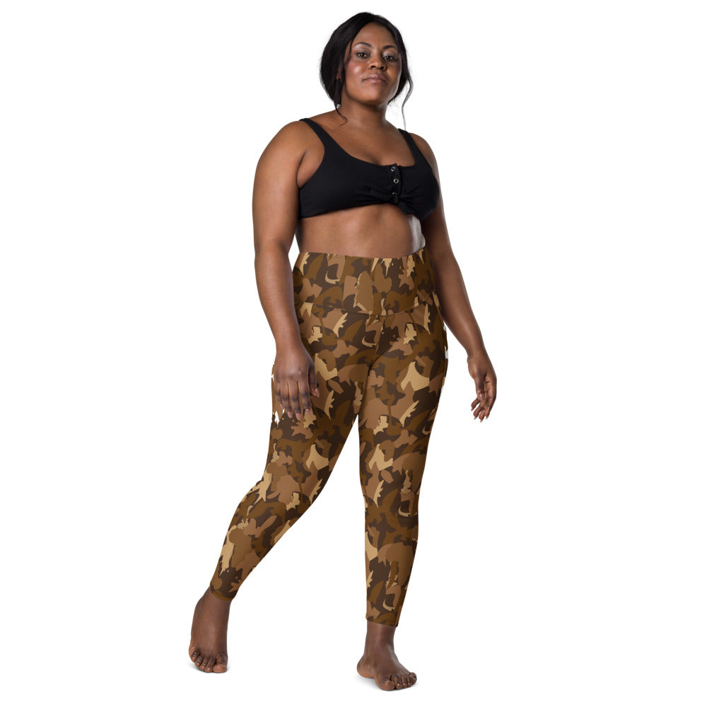 High Waist Leggings with Pockets - Nude Camo