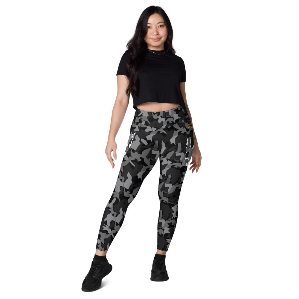 Black Camo High Waist Leggings with pockets