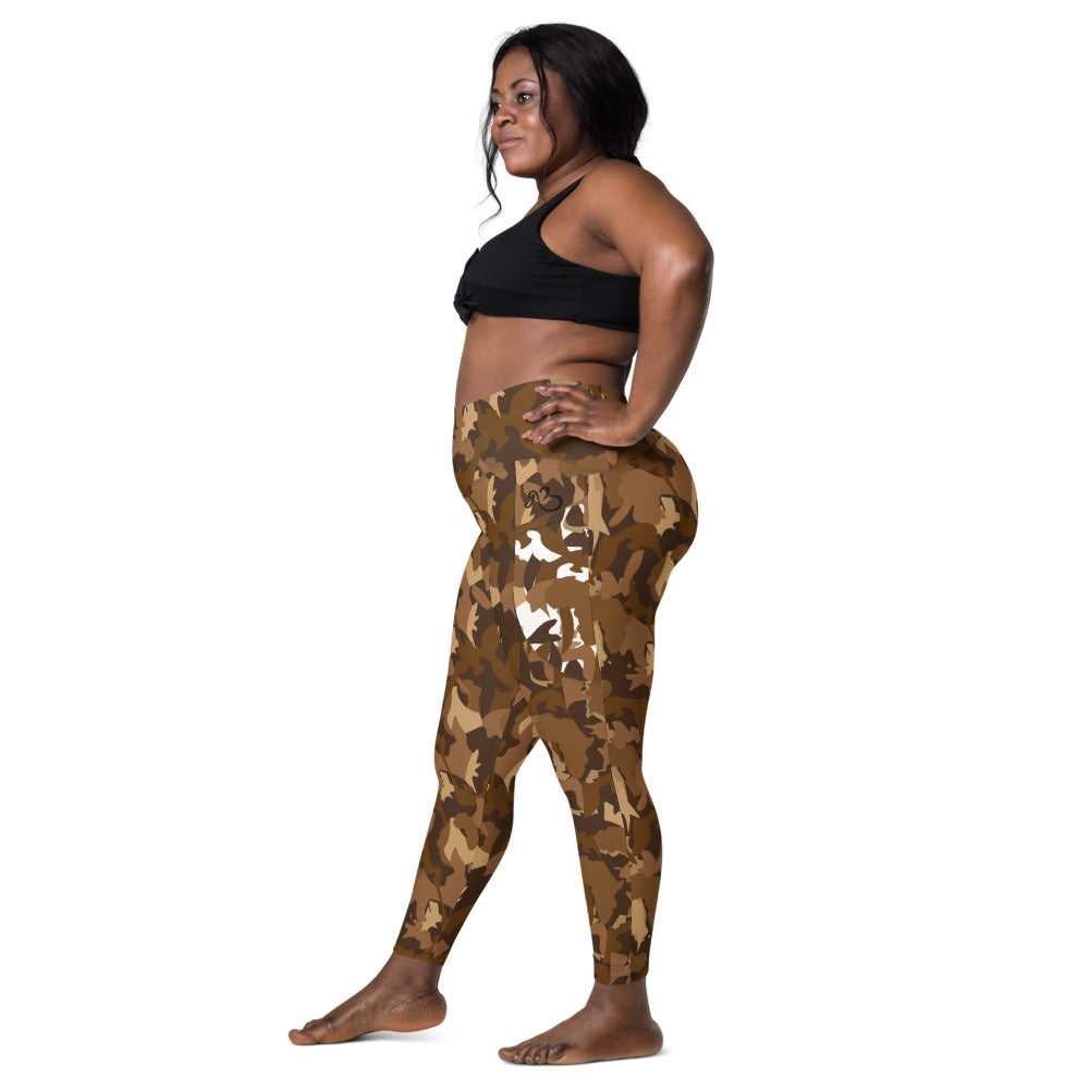 High Waist Leggings with Pockets - Nude Camo