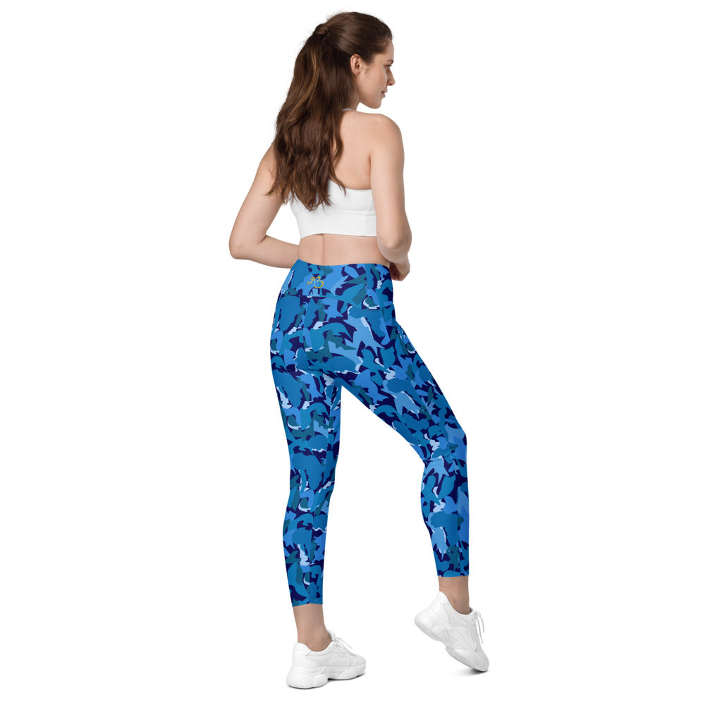 Leggings with pockets - flyersetcinc Blue Camouflage