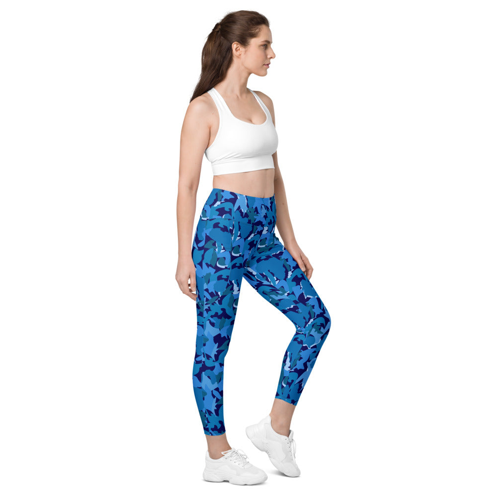 Leggings with pockets - flyersetcinc Blue Camouflage