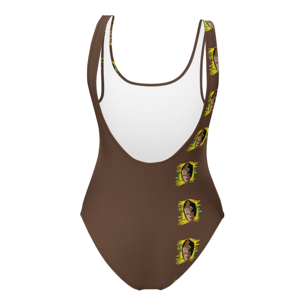 AfriBIx Nude Heritage Print One-Piece Swimsuit - Caramel