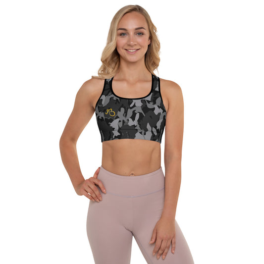 Padded Sports Bra - Black Camo