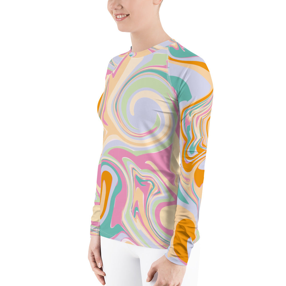 flyersetcinc Marble Athletic Women's Rash Guard - Candy