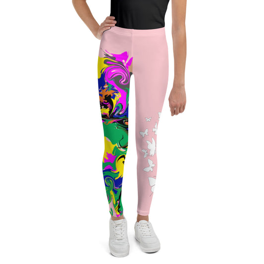 flyersetcinc Marble Camo Print Youth Leggings - Pink