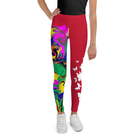 flyersetcinc Marble Camo Print Youth Leggings - Red