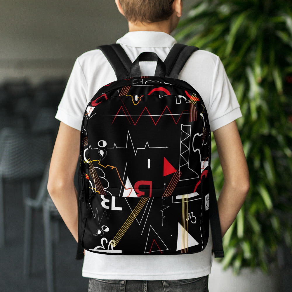 Linear Print Laptop Backpack