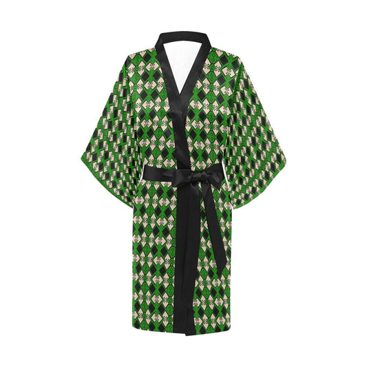 Ankara Aztek Print Green Kimono Coverup