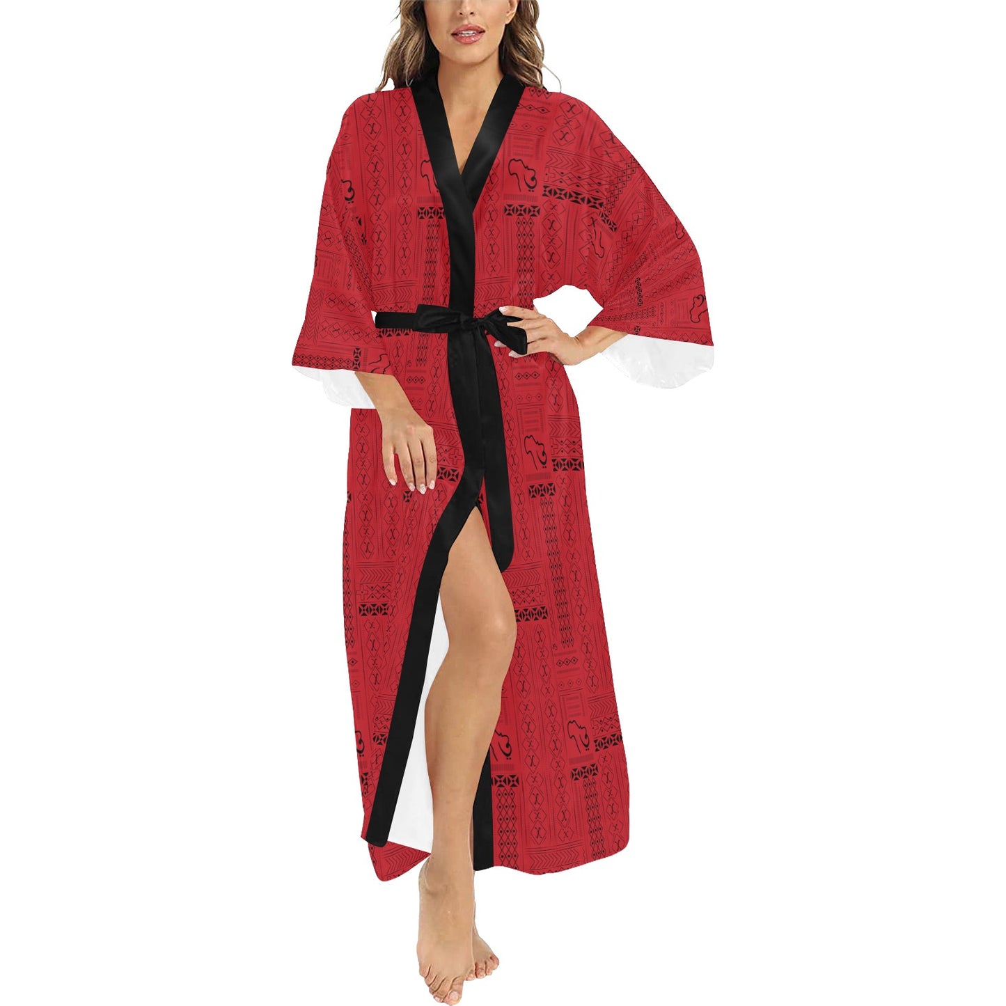 Tribal Print Long Kimono Beach Cover up Women's Long Kimono Robe