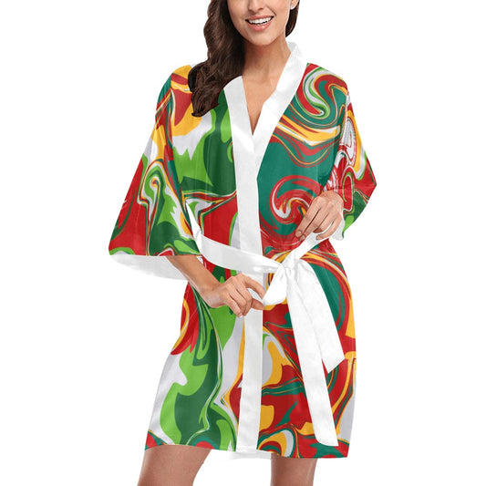 Marble Print Kimono Robe Coverup