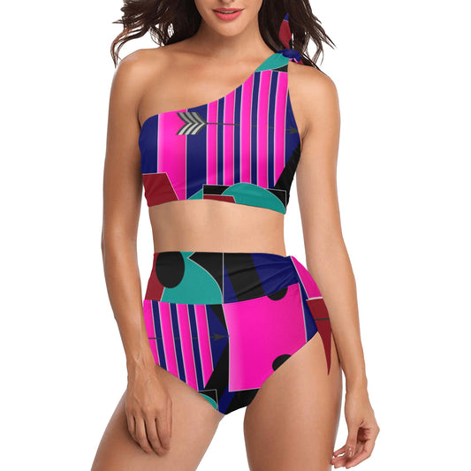 Gallery Print One Shoulder High Waist Bikini