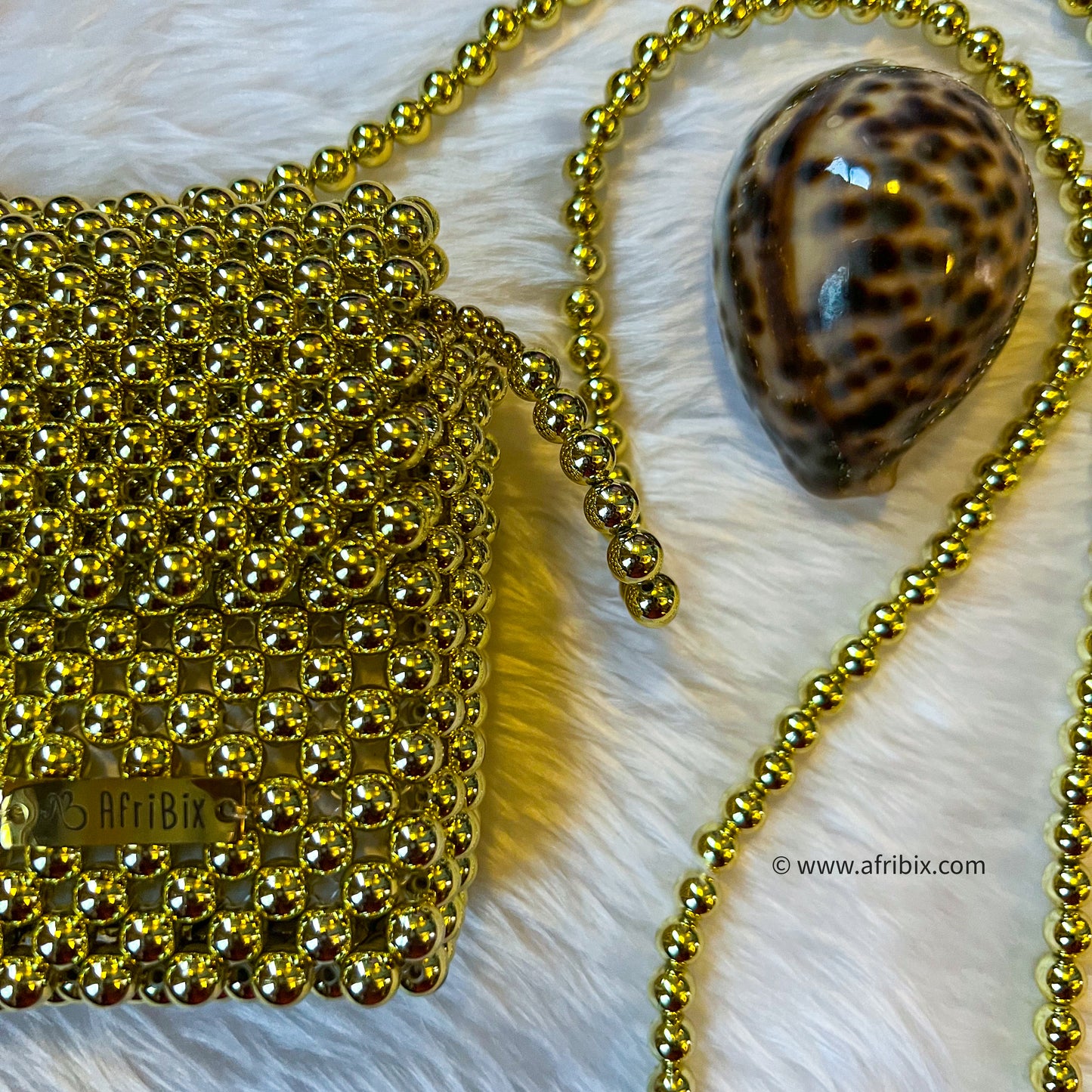 Gold Beads Mini Clutch Hand Bag