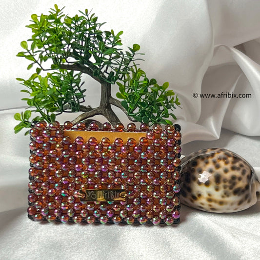 Purple Bead Business Card and Credit Card Holder