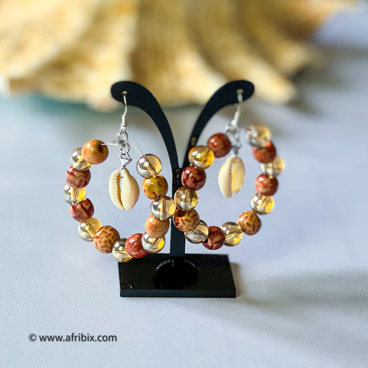 Tribal Cowrie Hoop Earring