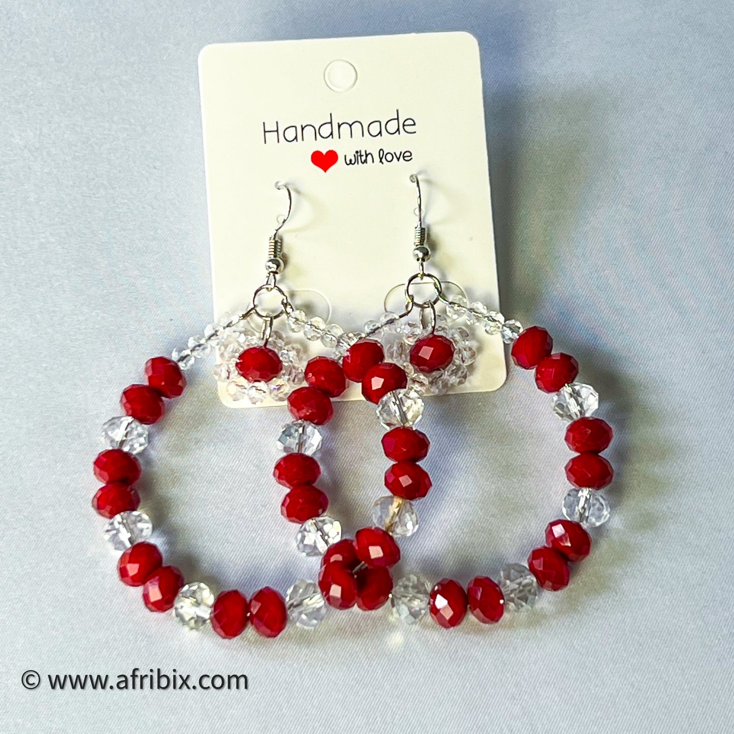 Red Crystal Hoop Earring