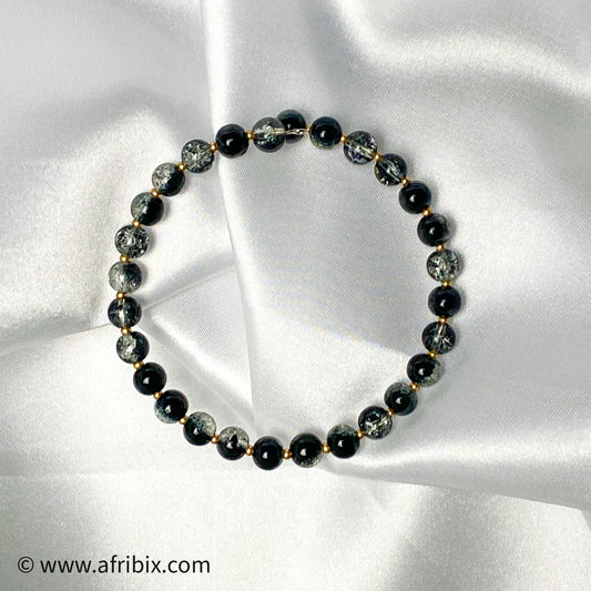 Cracked Black Glass Bracelet