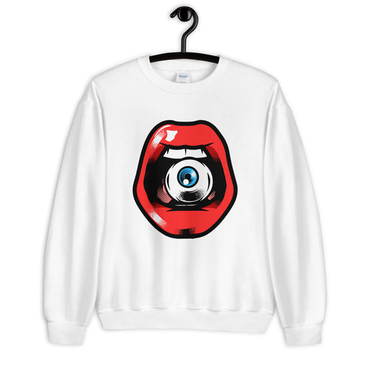 'Speak, I Can See You' Eye in Mouth Comfortable Unisex Sweatshirt