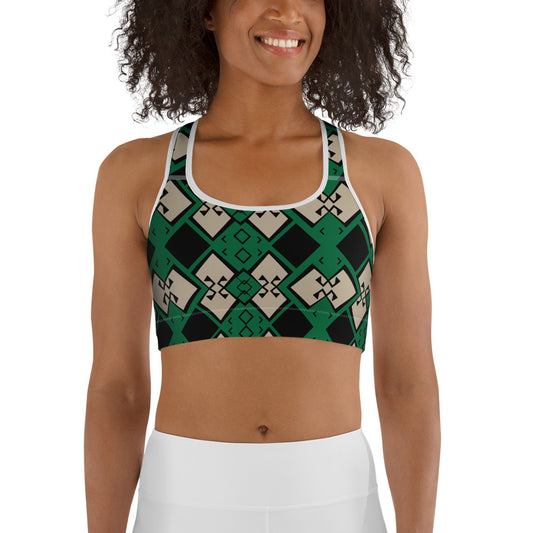 Aztek Print Sports Bra - Leaf