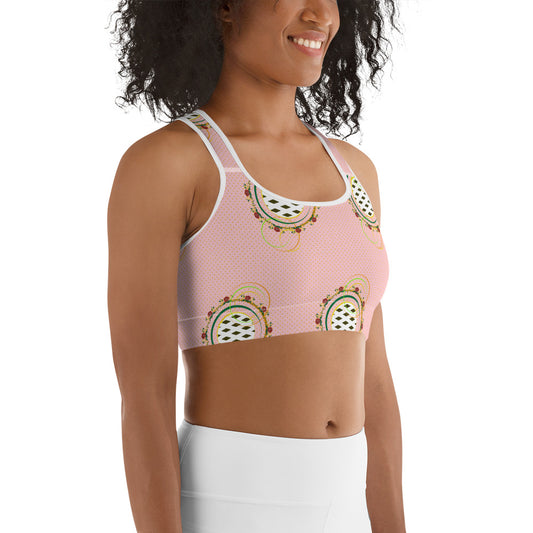 Adaeze Print Sports Bra - Coral