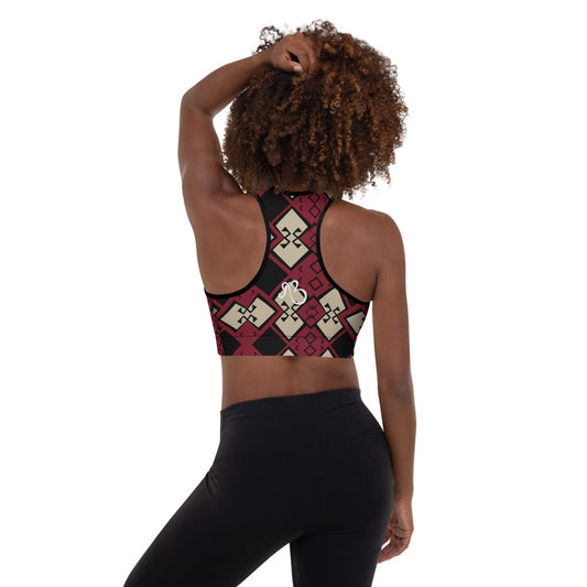 Aztek Print Padded Sports Bra - Ruby