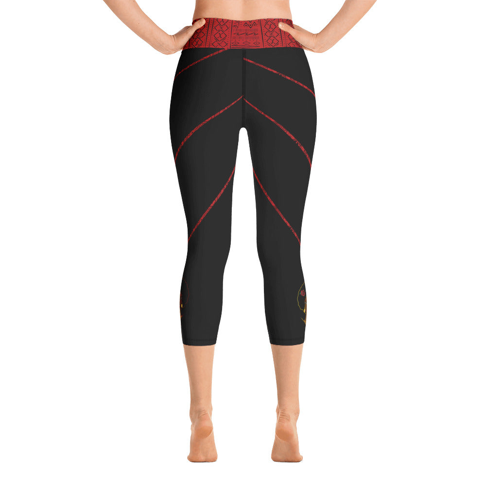 flyersetcinc Warrior Tribal Print Capri Leggings