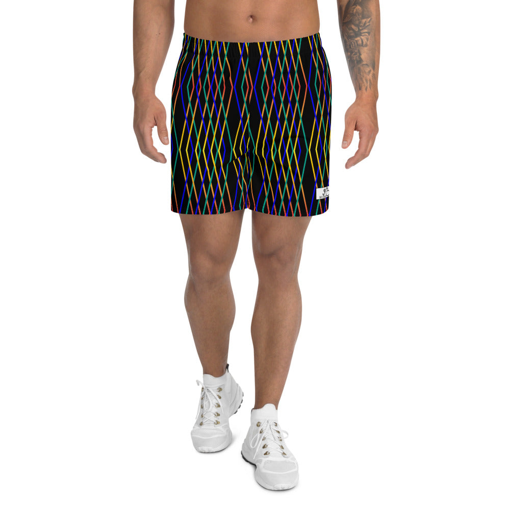 Constellation Print Men's Athletic Shorts - Black