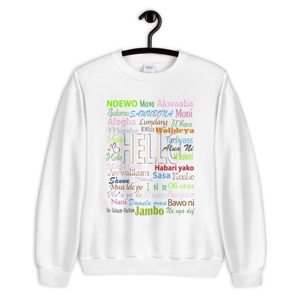 flyersetcinc Hello Print Crew Neck Long Sleeve Pullover Unisex Sweatshirt