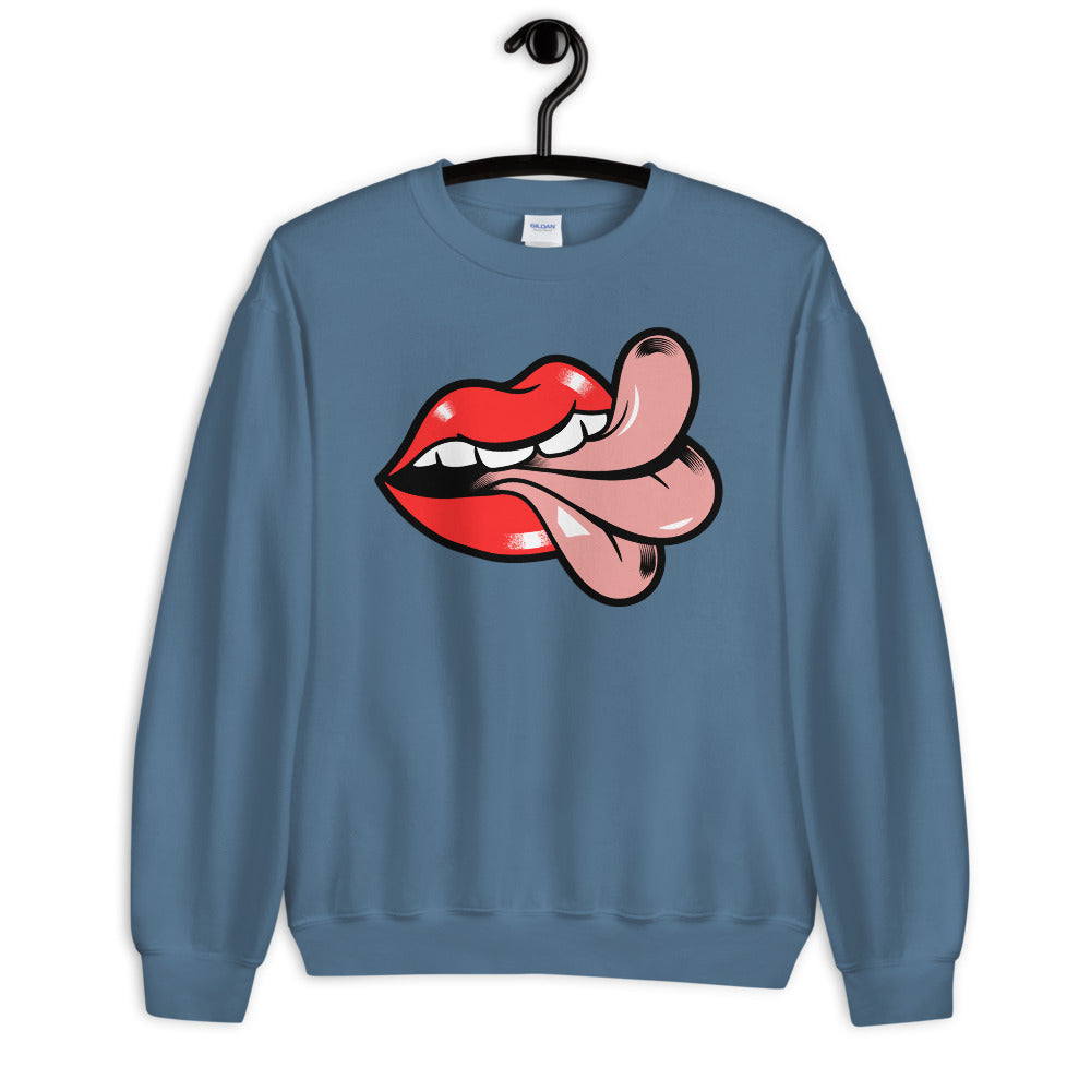 'Cheeky' Graphic Lips and Tongue Comfortable Unisex Sweatshirt