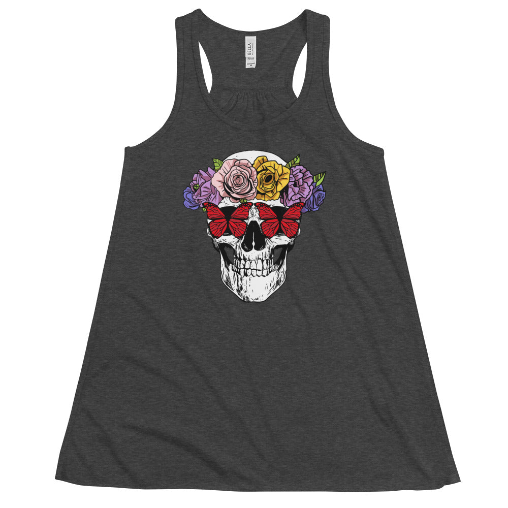 'Garden of Skulls' Women's Flowy Racerback Tank