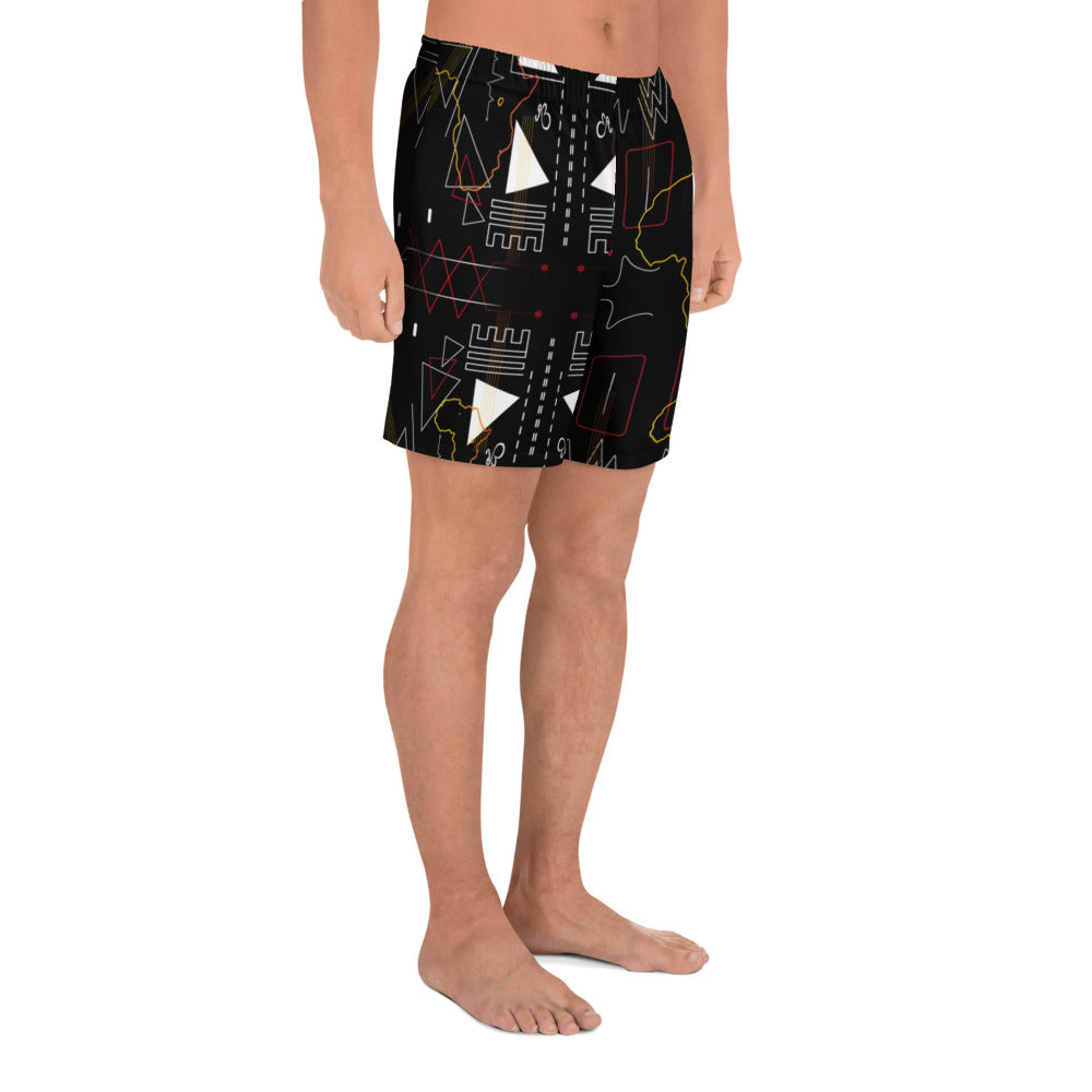 Linear Print Men's Athletic Shorts