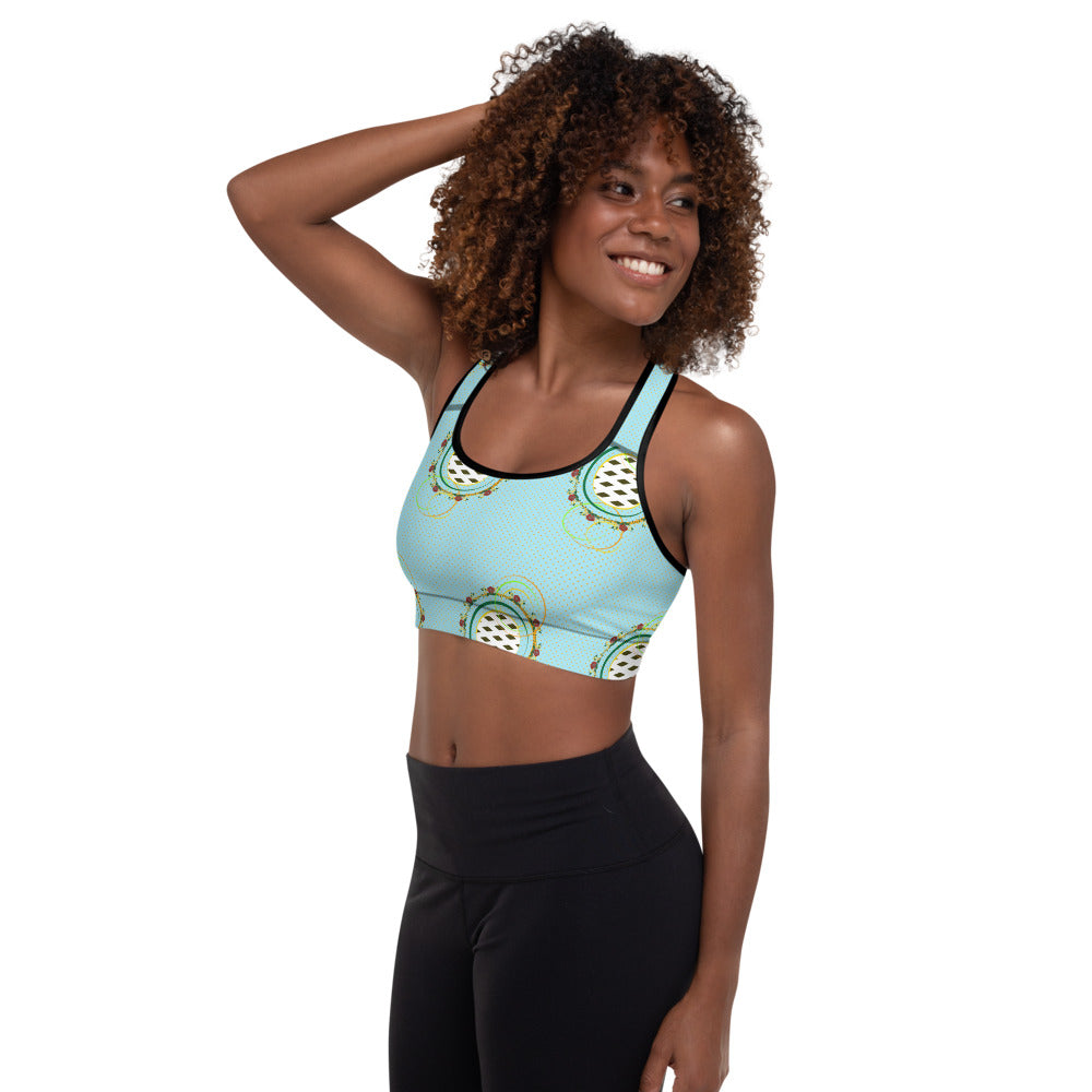 Adaeze Print Padded Sports Bra - Celeste