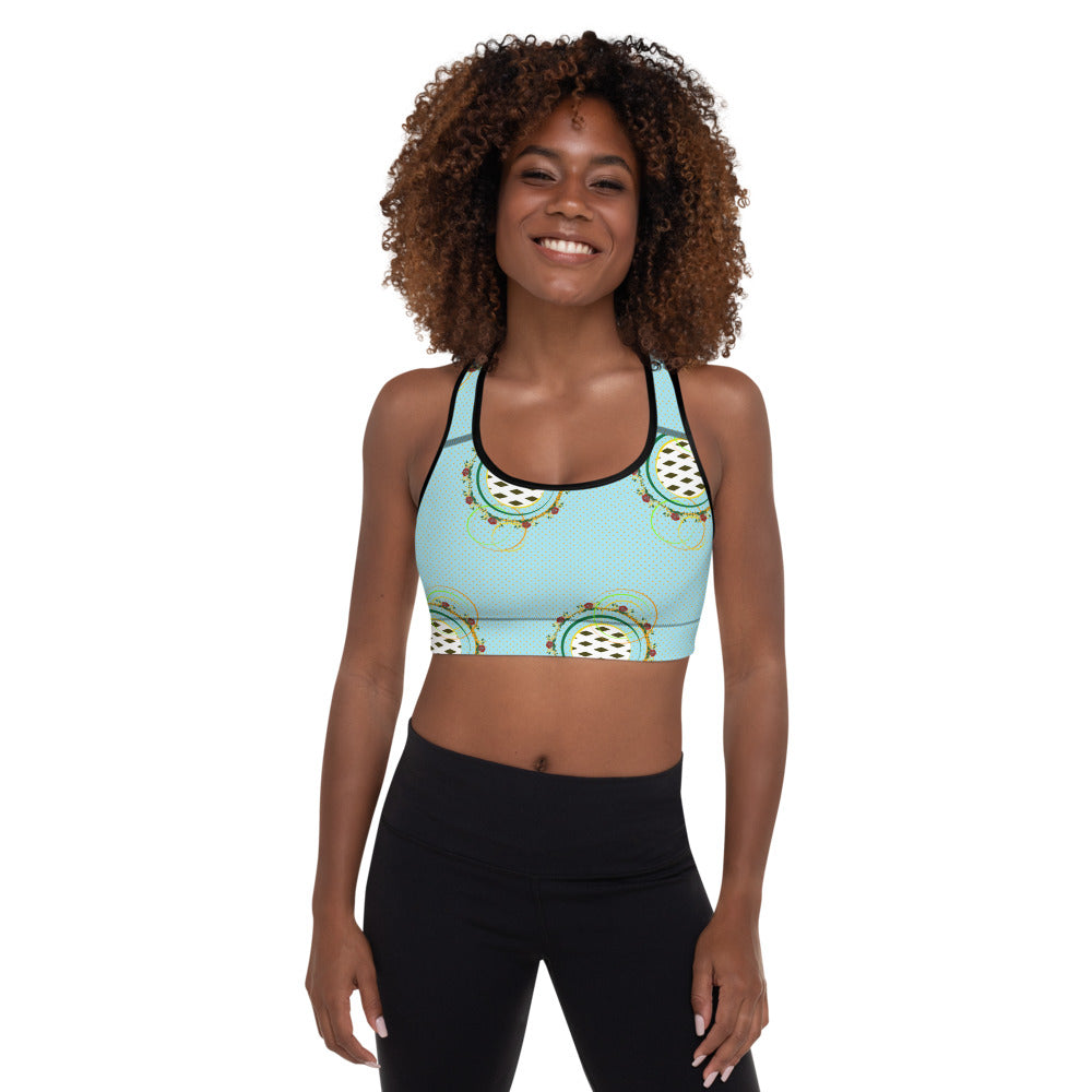 Adaeze Print Padded Sports Bra - Celeste